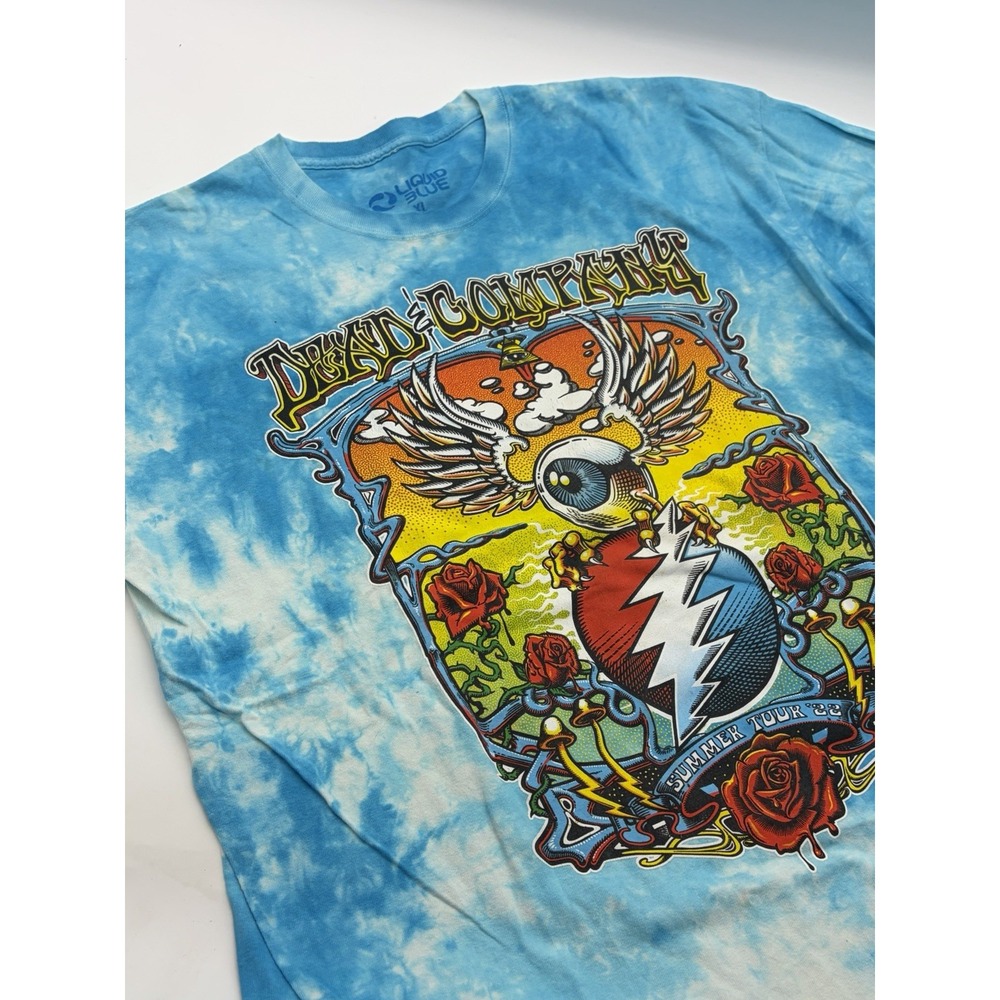 Grateful Dead Liquid Blue Dead & Company Summer Tour 2022 Tie Dye Size XL